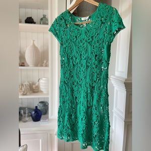 NWT SOLITAIRE Women’s Crochet Kelly Green Dress Size L